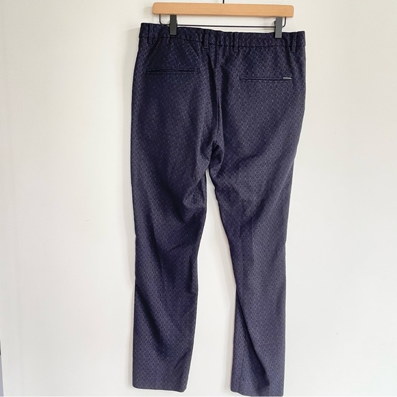 Scotch & Soda Amsterdam Couture Mott Men’s Pants Navy Blue Pleated Pattern 32 - Picture 2 of 12